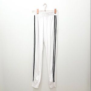 WHITE JOGGERS WITH BLACK STRIPE, SIZE SMALL